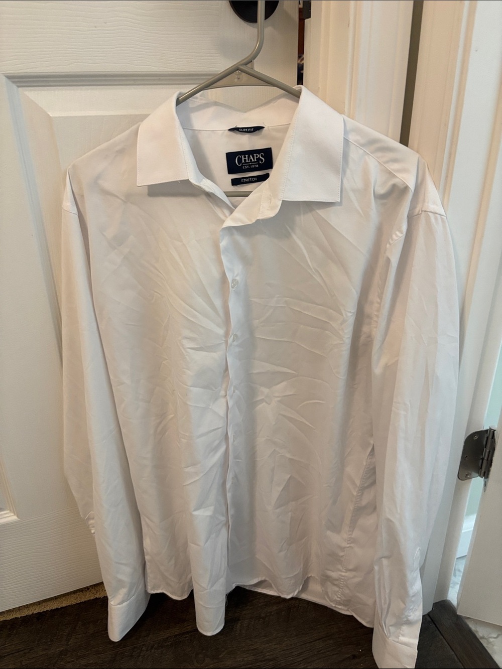 Chaps White Long-Sleeve Dress Shirt - Spread Collar